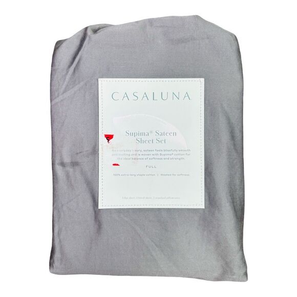 Casaluna Supima Sateen Sheet Set - Full Size - Dark Gray - Picture 1 of 5